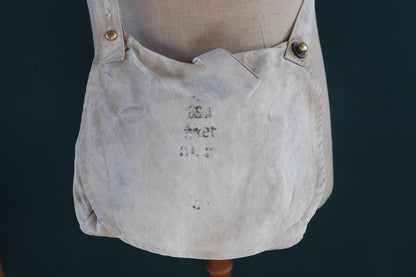 Antique WW1 military bag - Swedish army musette - cotton cross body bread bag - mattornist