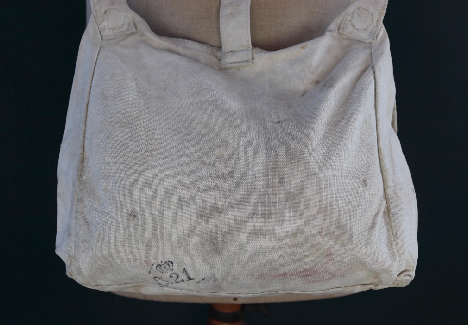 Antique WW1 military bag - Swedish army musette - cotton cross body bread bag - mattornist