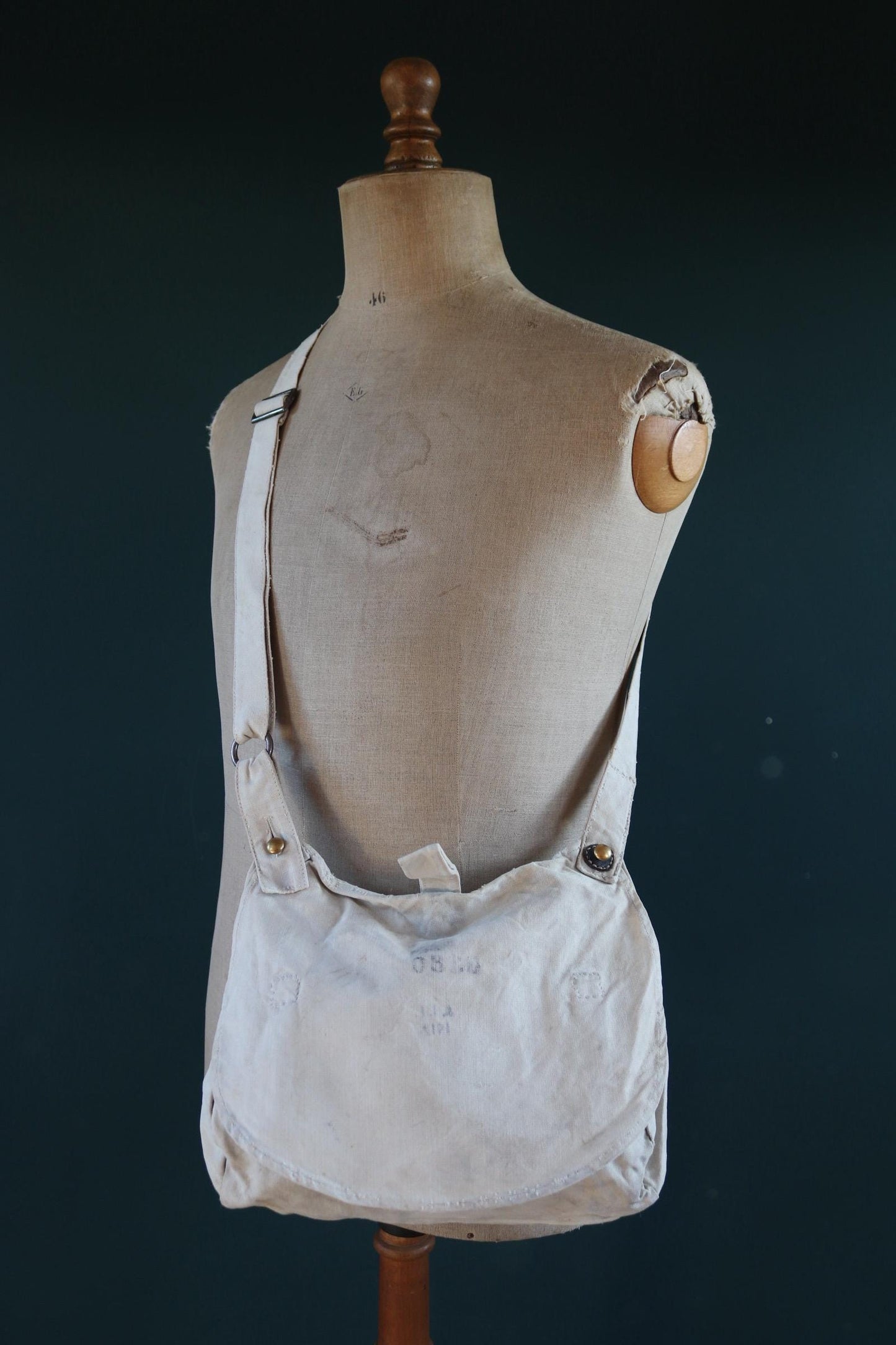 Antique WW1 military bag - Swedish army musette - cotton cross body bread bag - mattornist