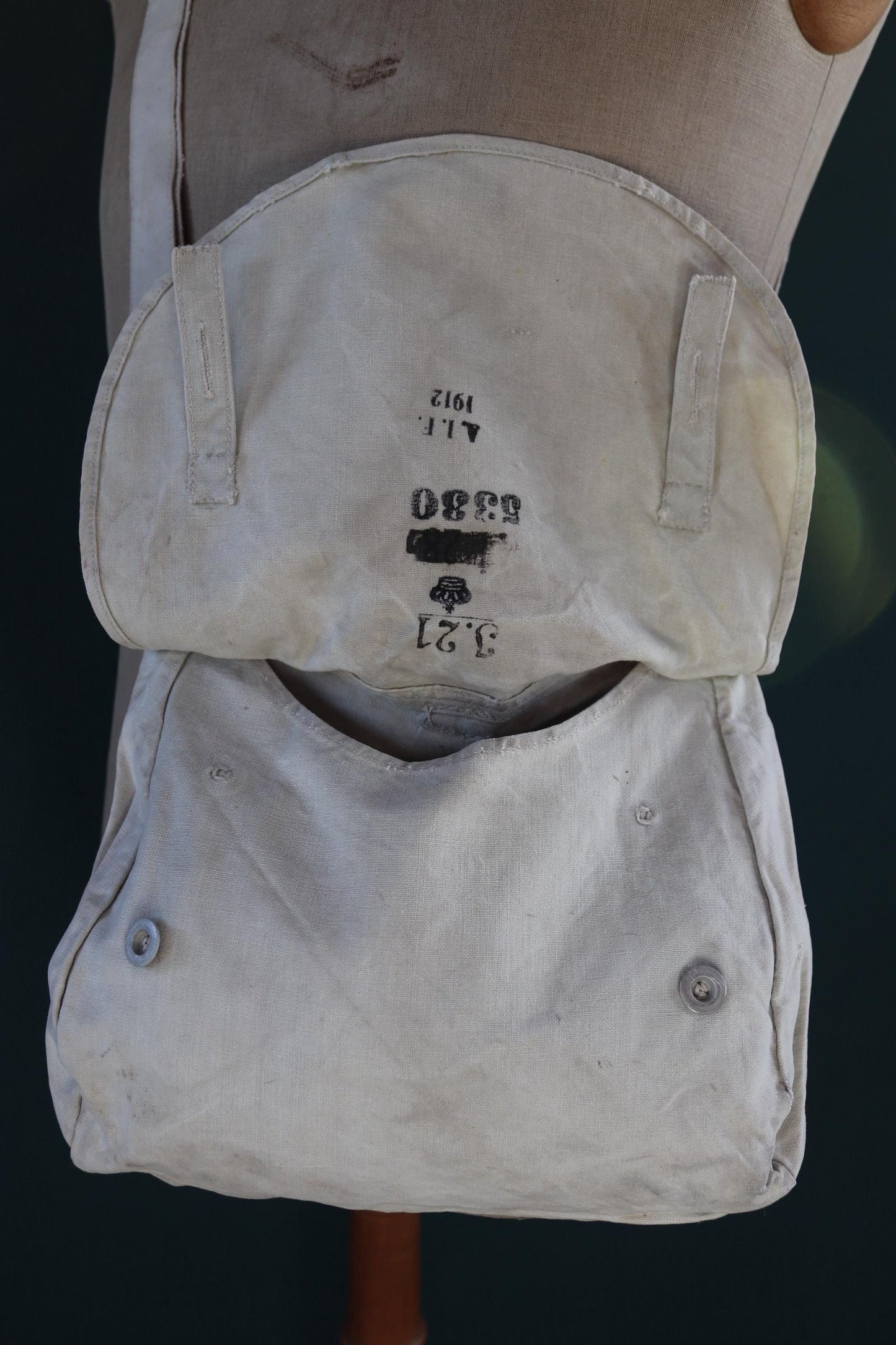 Antique WW1 military bag - Swedish army musette - cotton cross body bread bag - mattornist