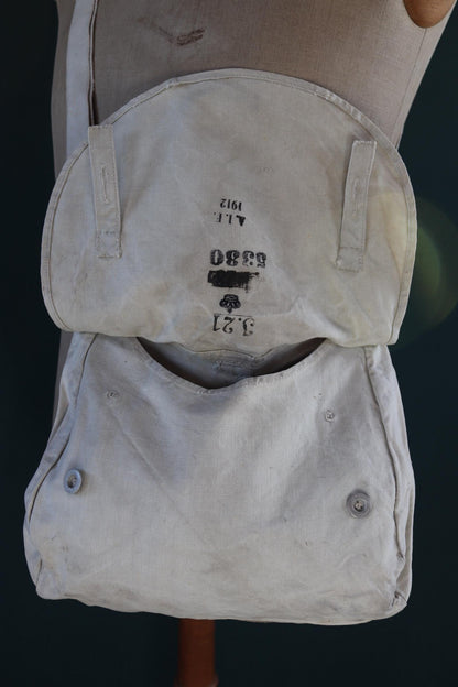 Antique WW1 military bag - Swedish army musette - cotton cross body bread bag - mattornist