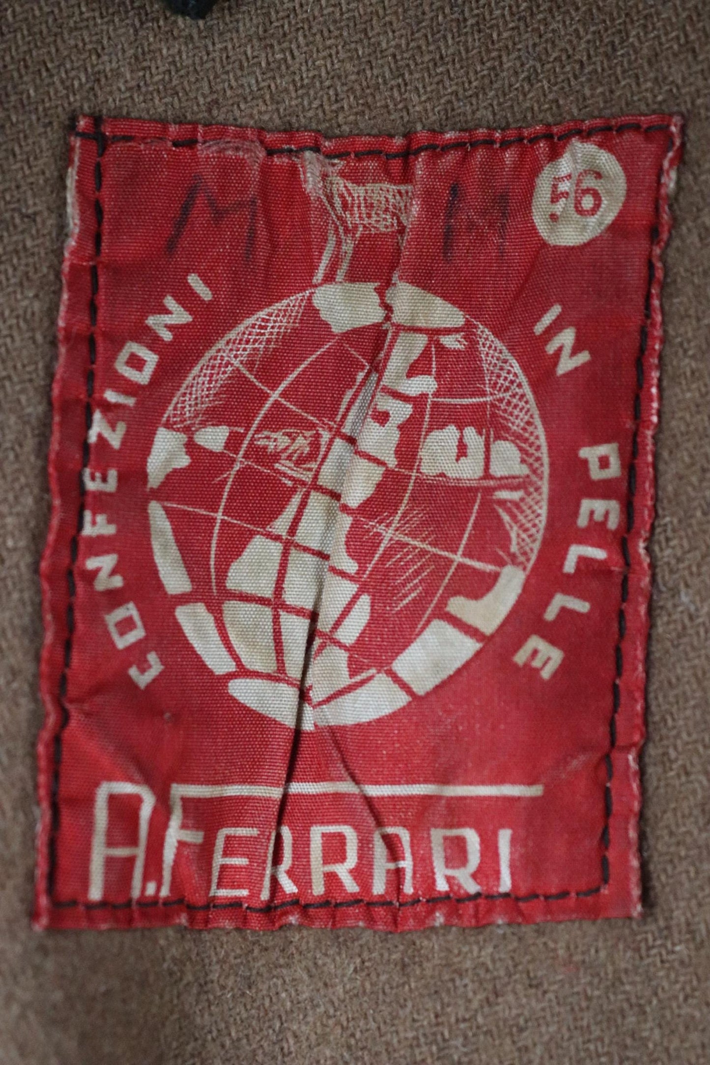 Vintage 1950s Italian black cropped leather jacket - motorcycle blouson - half belt - 45” chest