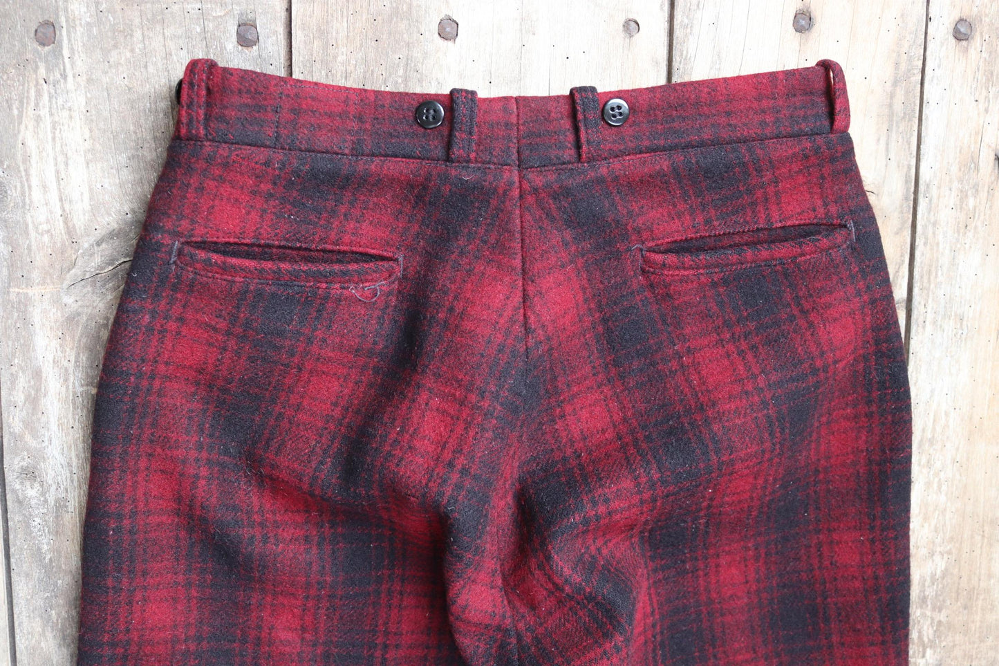 Vintage 1940s Duxbak wool pants - plaid hunting trousers - winter breeches - suspender buttons - 33" x 31"