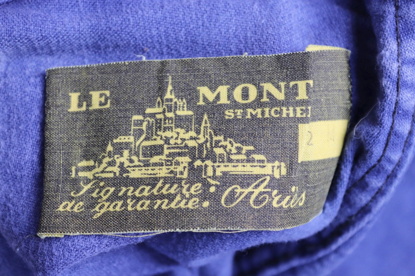 Vintage 1950s French workwear trousers - Le Mont St Michel chore pants - blue moleskin - darned and repaired - 31” x 27”
