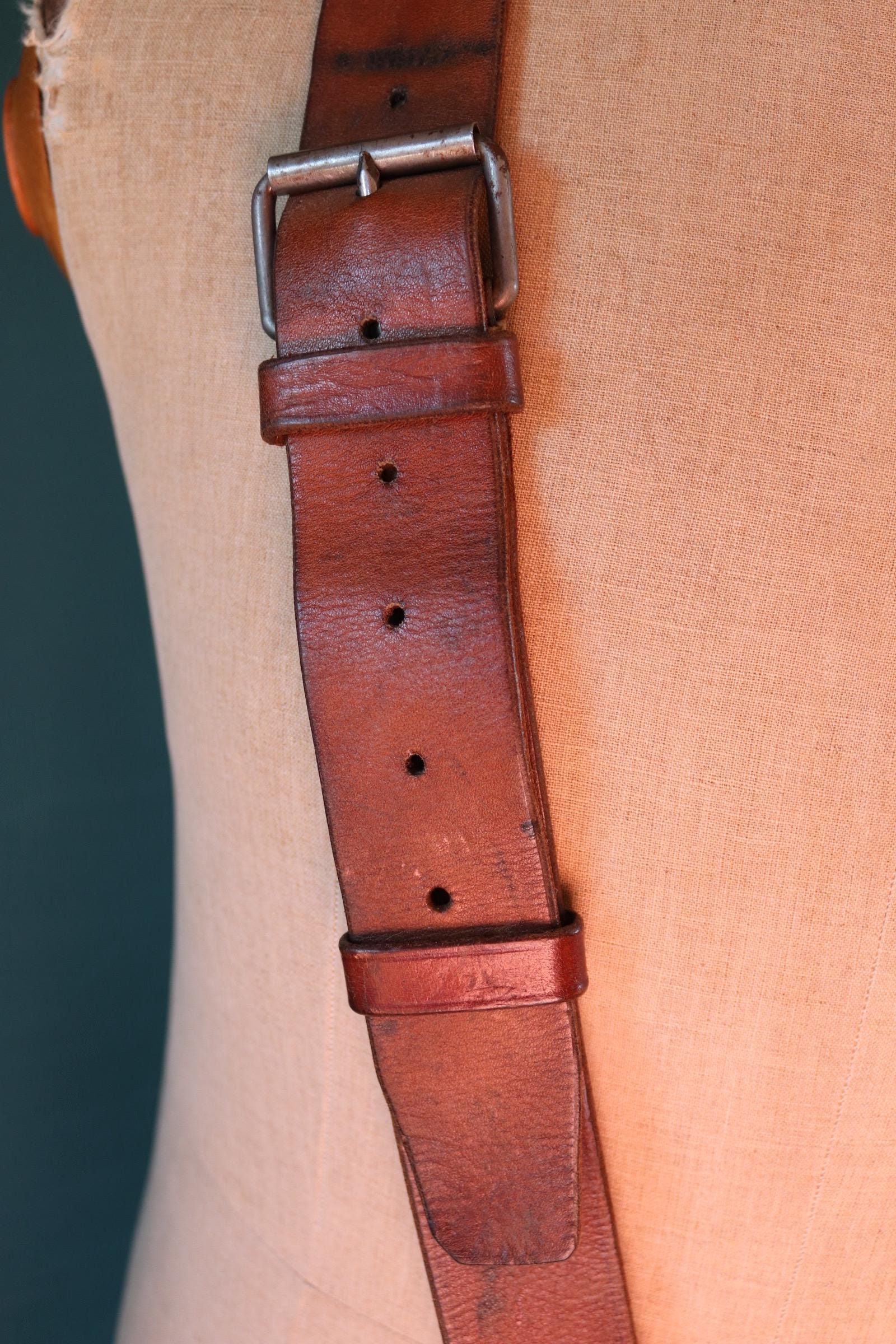 Vintage 1940s Swedish army medical bag - WW2 military shoulder bag - brown canvas leather cross body