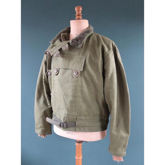 Vintage 1960s Swedish motorcycle jacket - green cotton canvas - military despatch rider - 48” chest - motorjacka