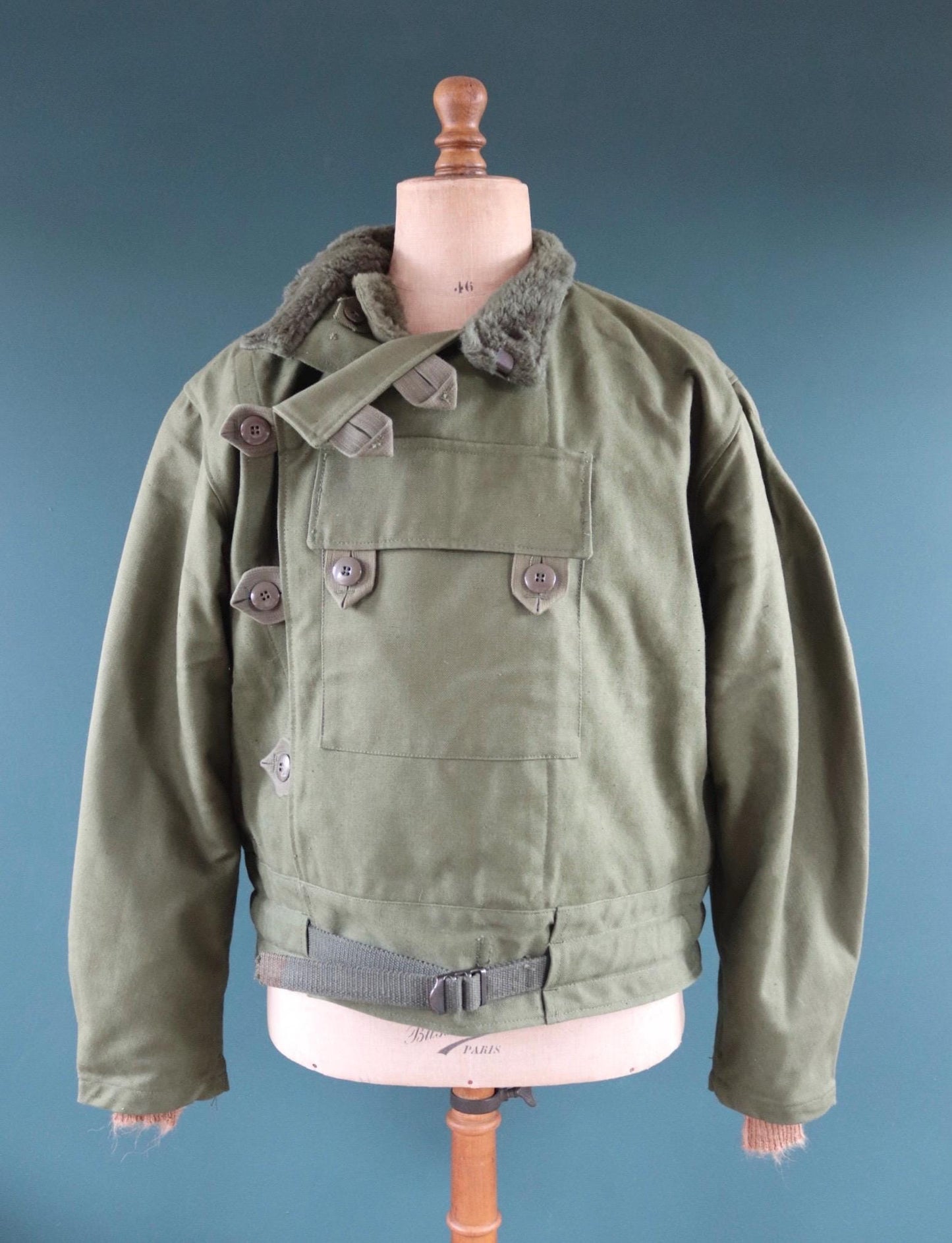 Vintage 1960s Swedish motorcycle jacket - green cotton canvas - military despatch rider - 48” chest - motorjacka