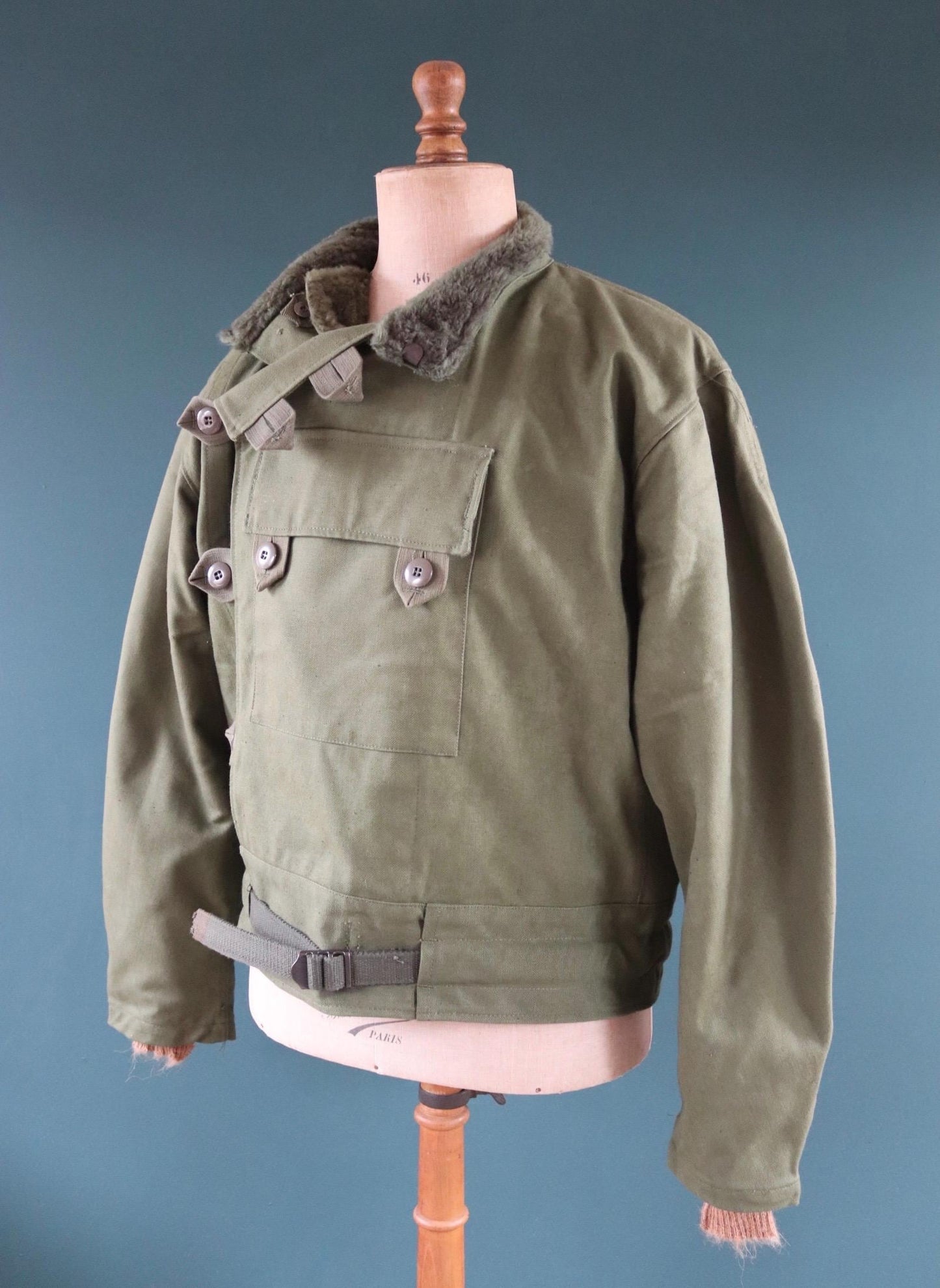 Vintage 1960s Swedish motorcycle jacket - green cotton canvas - military despatch rider - 48” chest - motorjacka