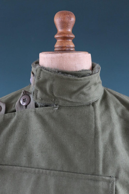 Vintage 1960s Swedish motorcycle jacket - green cotton canvas - military despatch rider - 48” chest - motorjacka