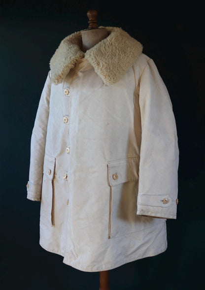 Vintage 1940s Swedish Livpäls sheepskin coat - military greatcoat - 50” chest