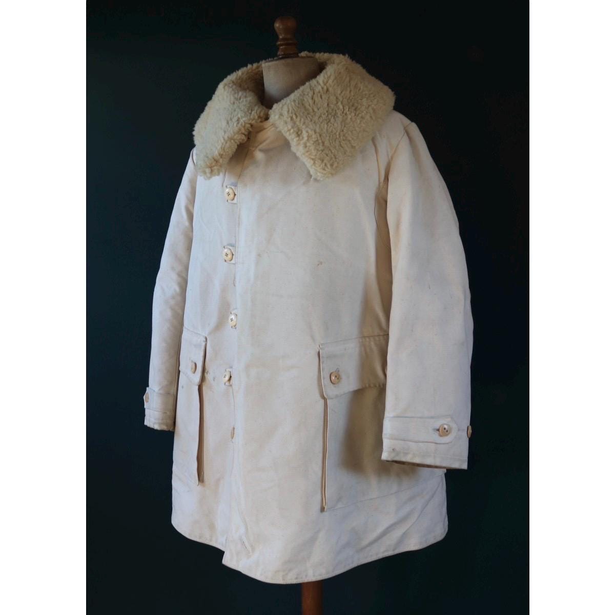 Vintage 1940s Swedish Livpäls sheepskin coat - military greatcoat - 50” chest