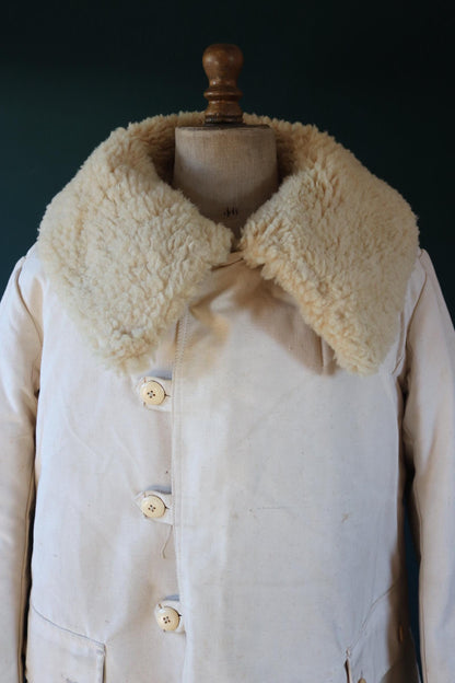 Vintage 1940s Swedish Livpäls sheepskin coat - military greatcoat - 50” chest