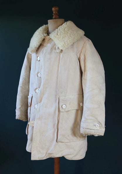 Vintage 1940s Swedish Livpäls sheepskin coat - M1944 - military greatcoat - 47” chest