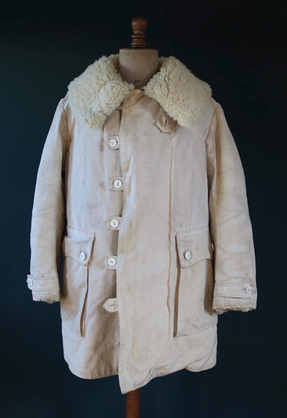 Vintage 1940s Swedish Livpäls sheepskin coat - M1944 - military greatcoat - 47” chest
