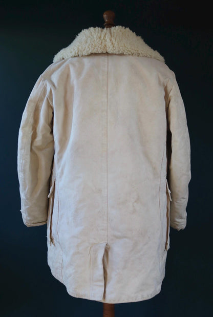 Vintage 1940s Swedish Livpäls sheepskin coat - M1944 - military greatcoat - 47” chest