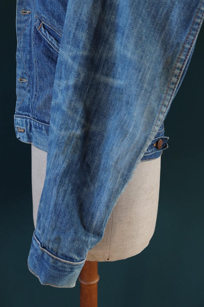 Vintage 1970s Wrangler jacket - denim workwear - whisker fades - 38" chest