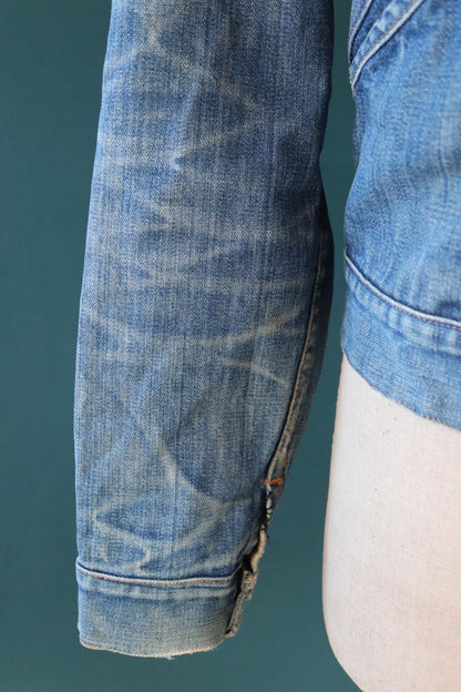 Vintage 1970s Wrangler jacket - denim workwear - whisker fades - 38" chest