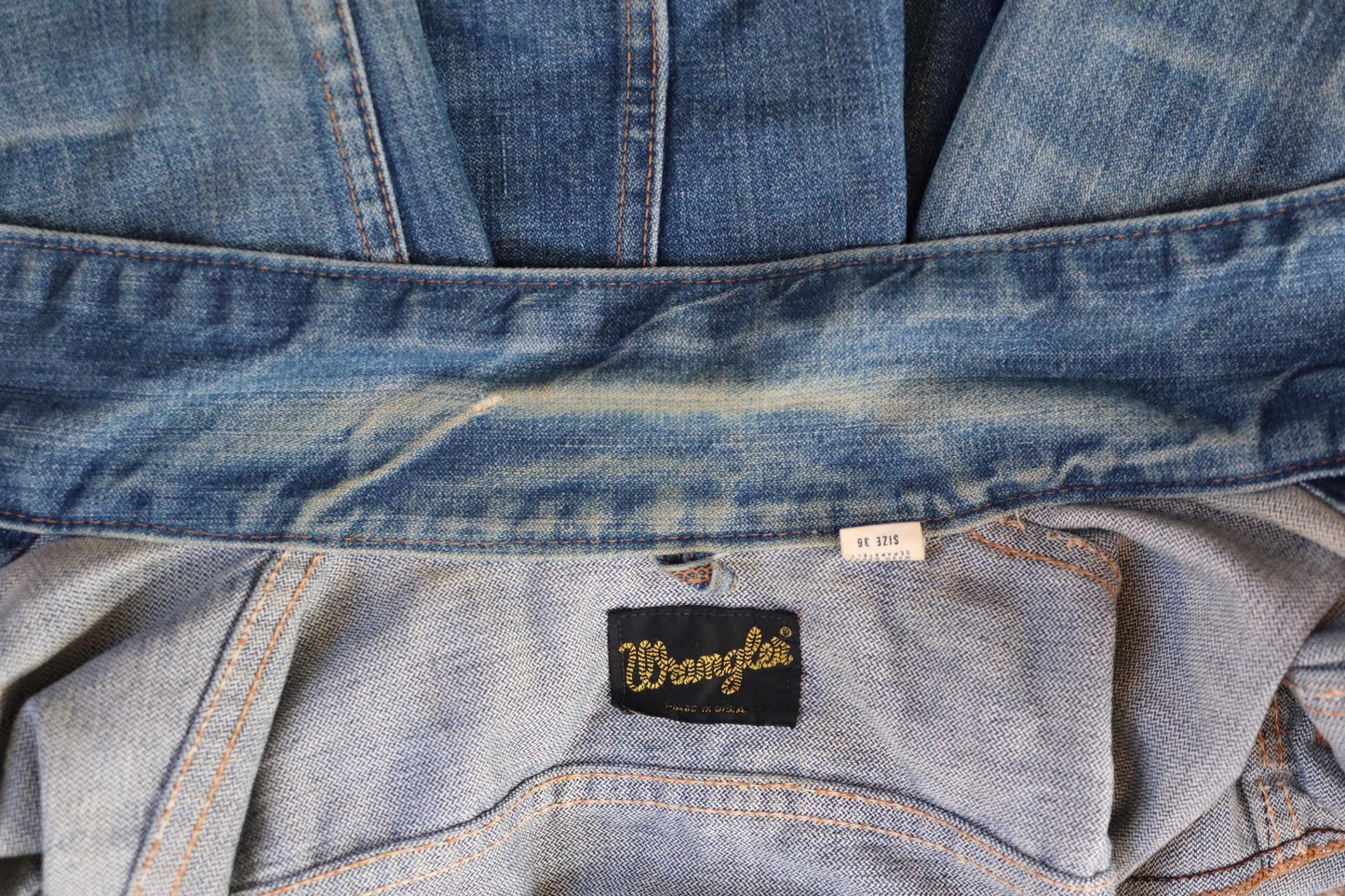 Vintage 1970s Wrangler jacket - denim workwear - whisker fades - 38" chest