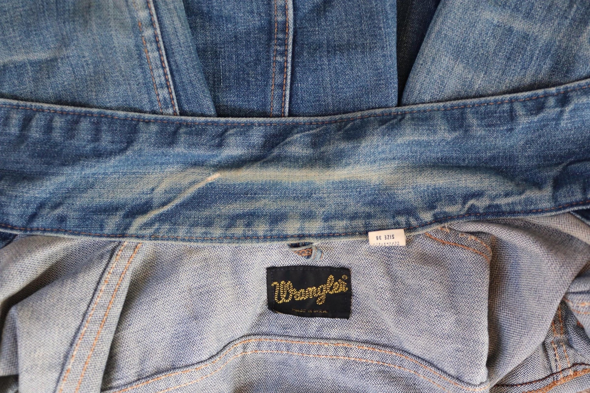 Vintage 1970s Wrangler jacket - denim workwear - whisker fades - 38" chest