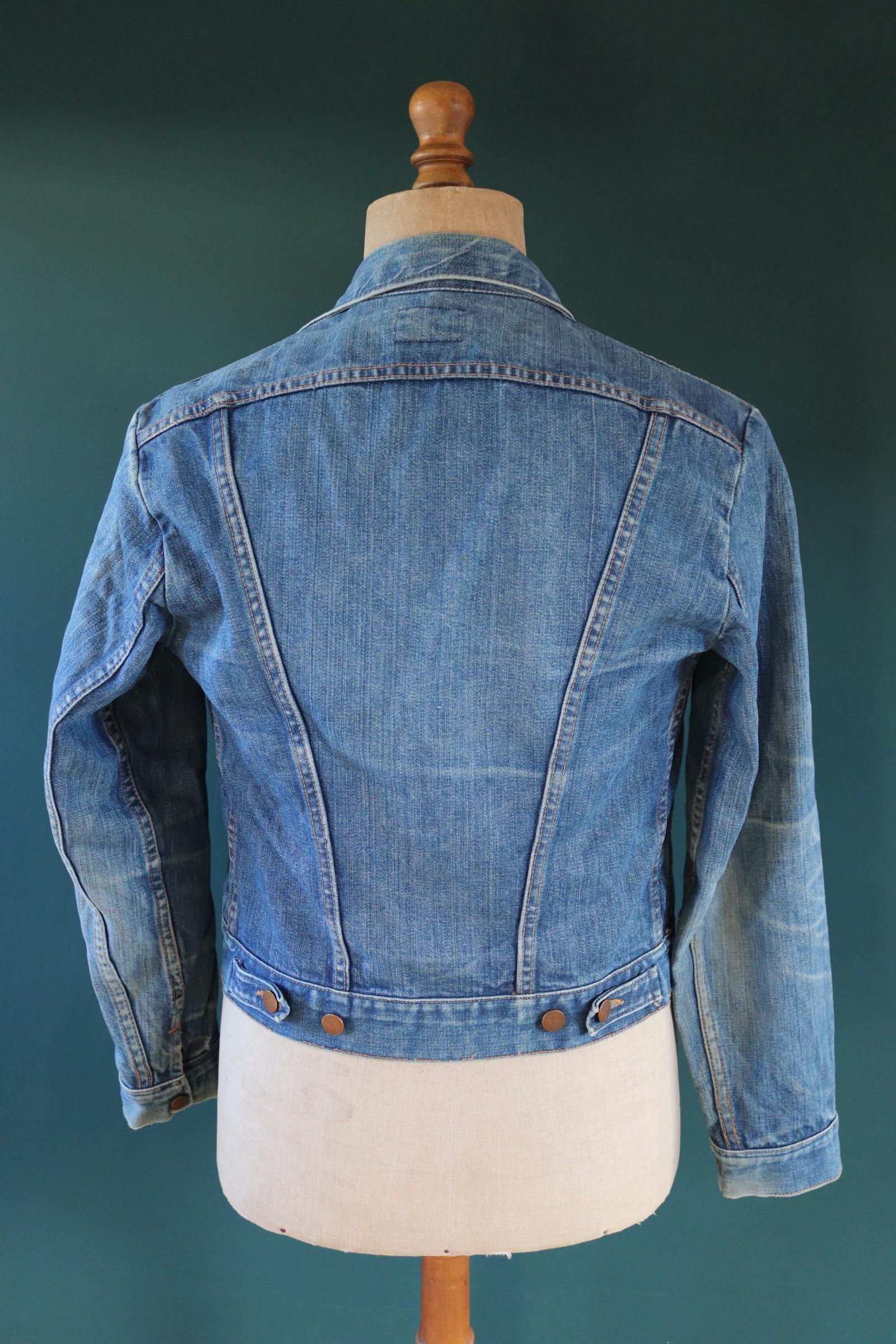 Vintage 1970s Wrangler jacket - denim workwear - whisker fades - 38" chest