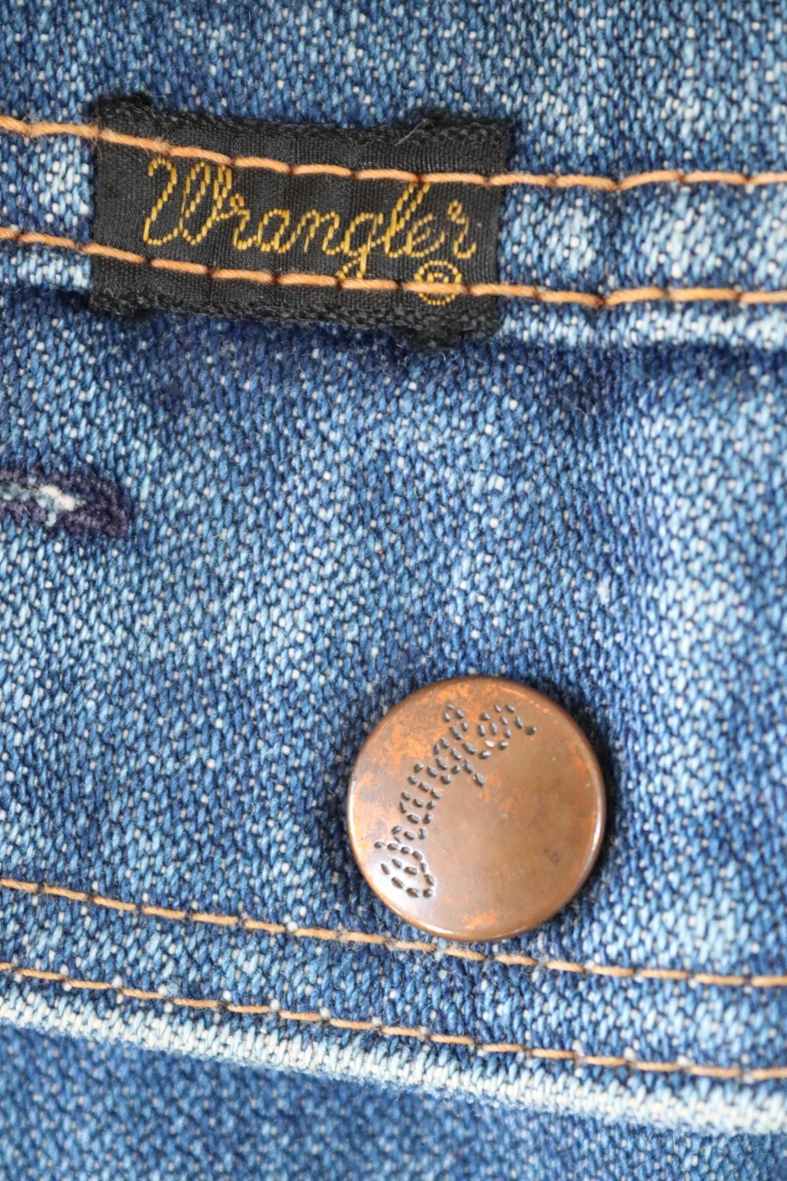 Vintage 1970s Wrangler jacket - denim workwear - whisker fades - 38" chest