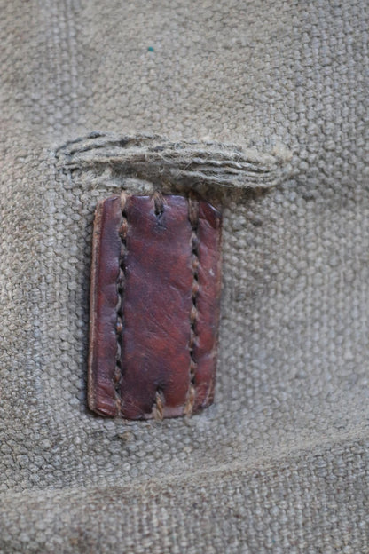 Antique WW1 Swedish military rucksack - linen and leather backpack - 1910s bag