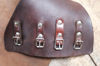 Vintage 1940s brown leather kidney belt - Swedish military dispatch rider - WW2 motorcycle - 31” 32” 34”