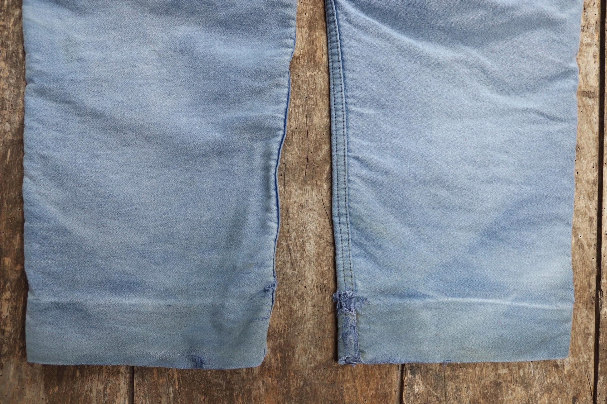 Vintage 1940s French workwear trousers - blue moleskin chore pants - buckle back - darned and repaired - 33” x 25”