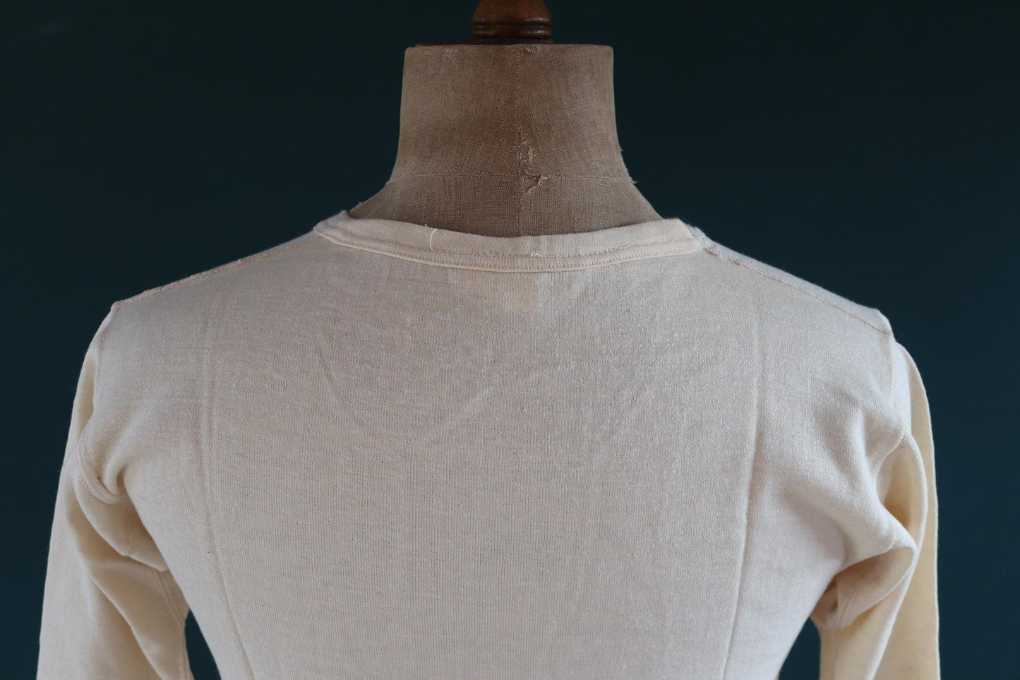 Vintage 1940s 50s French wool undershirt - Henley shirt - thermal base layer - 38" chest