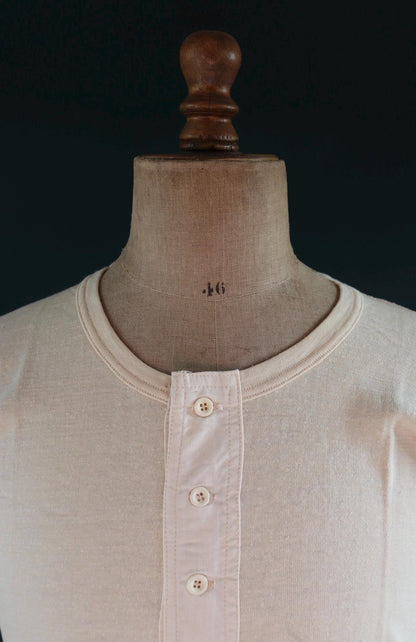 Vintage 1940s 50s French wool undershirt - Henley shirt - thermal base layer - 38" chest