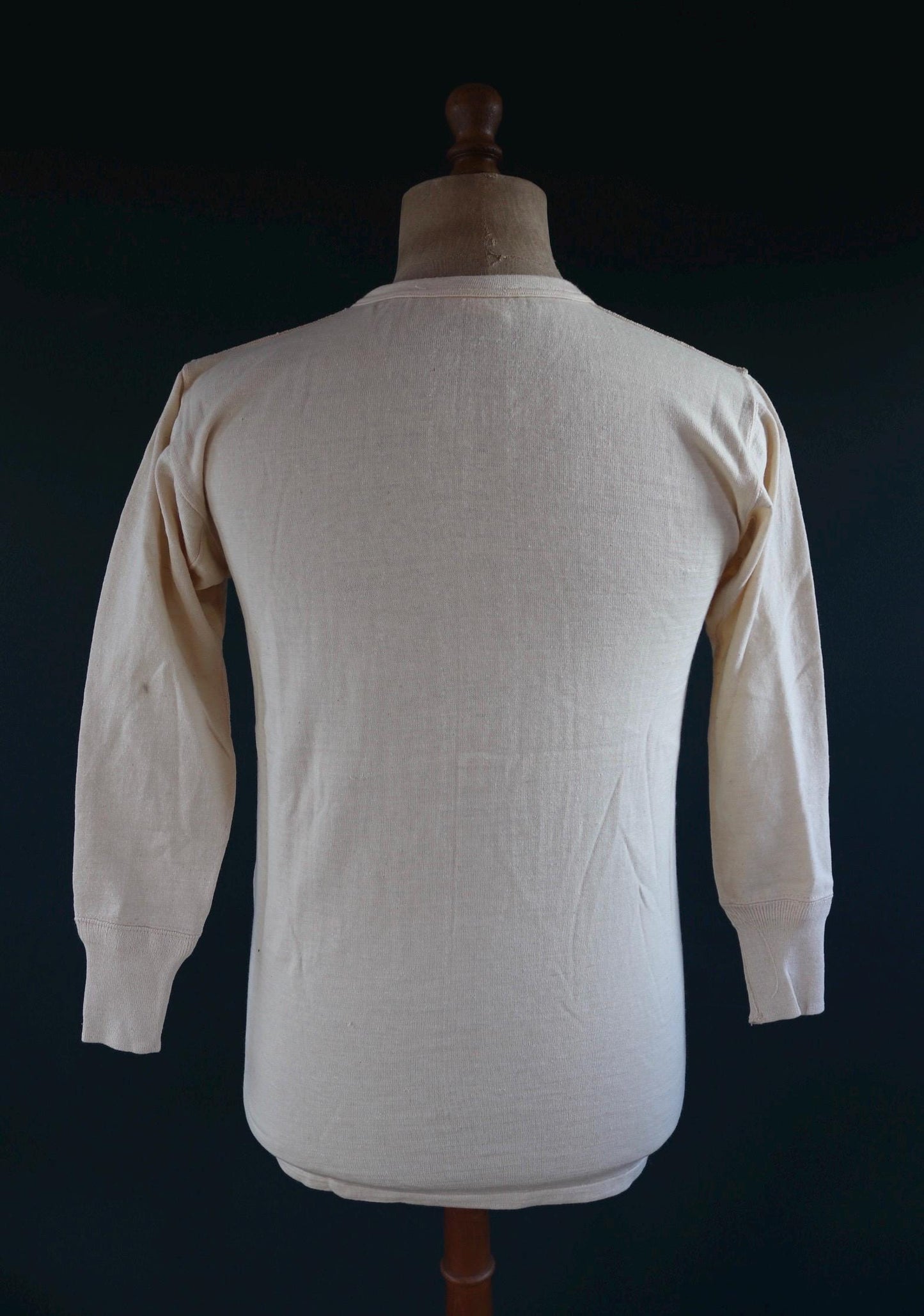 Vintage 1940s 50s French wool undershirt - Henley shirt - thermal base layer - 38" chest