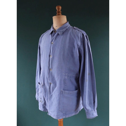 Vintage 1940s Swedish military workwear jacket - blue cotton twill - 1950s chore coat - 48” chest