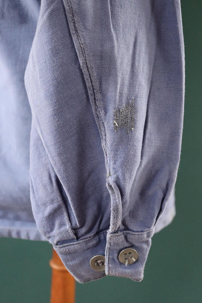 Vintage 1940s Swedish military workwear jacket - blue cotton twill - 1950s chore coat - 48” chest