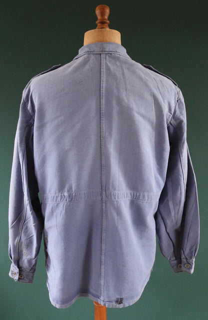 Vintage 1940s Swedish military workwear jacket - blue cotton twill - 1950s chore coat - 48” chest