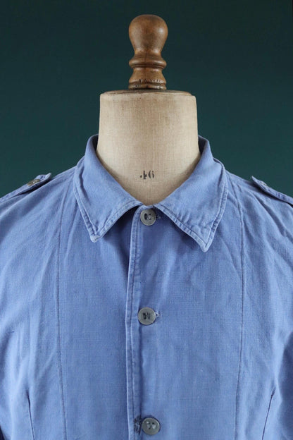 Vintage 1940s Swedish military workwear jacket - blue cotton twill - 1950s chore coat - 48” chest