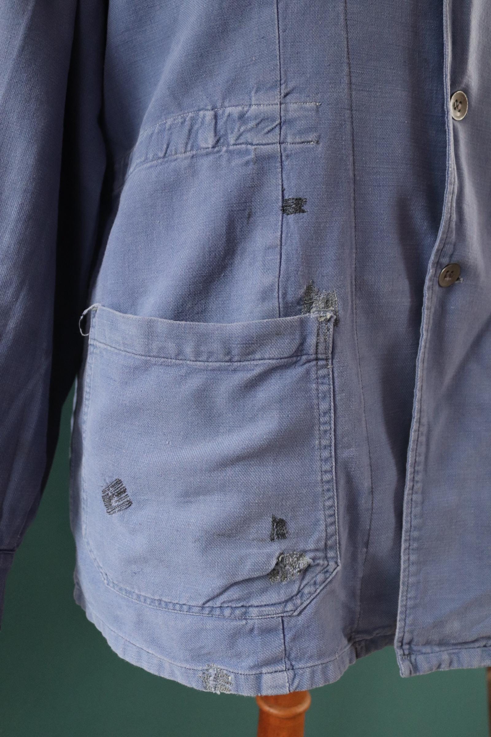 Vintage 1940s Swedish military workwear jacket - blue cotton twill - 1950s chore coat - 48” chest