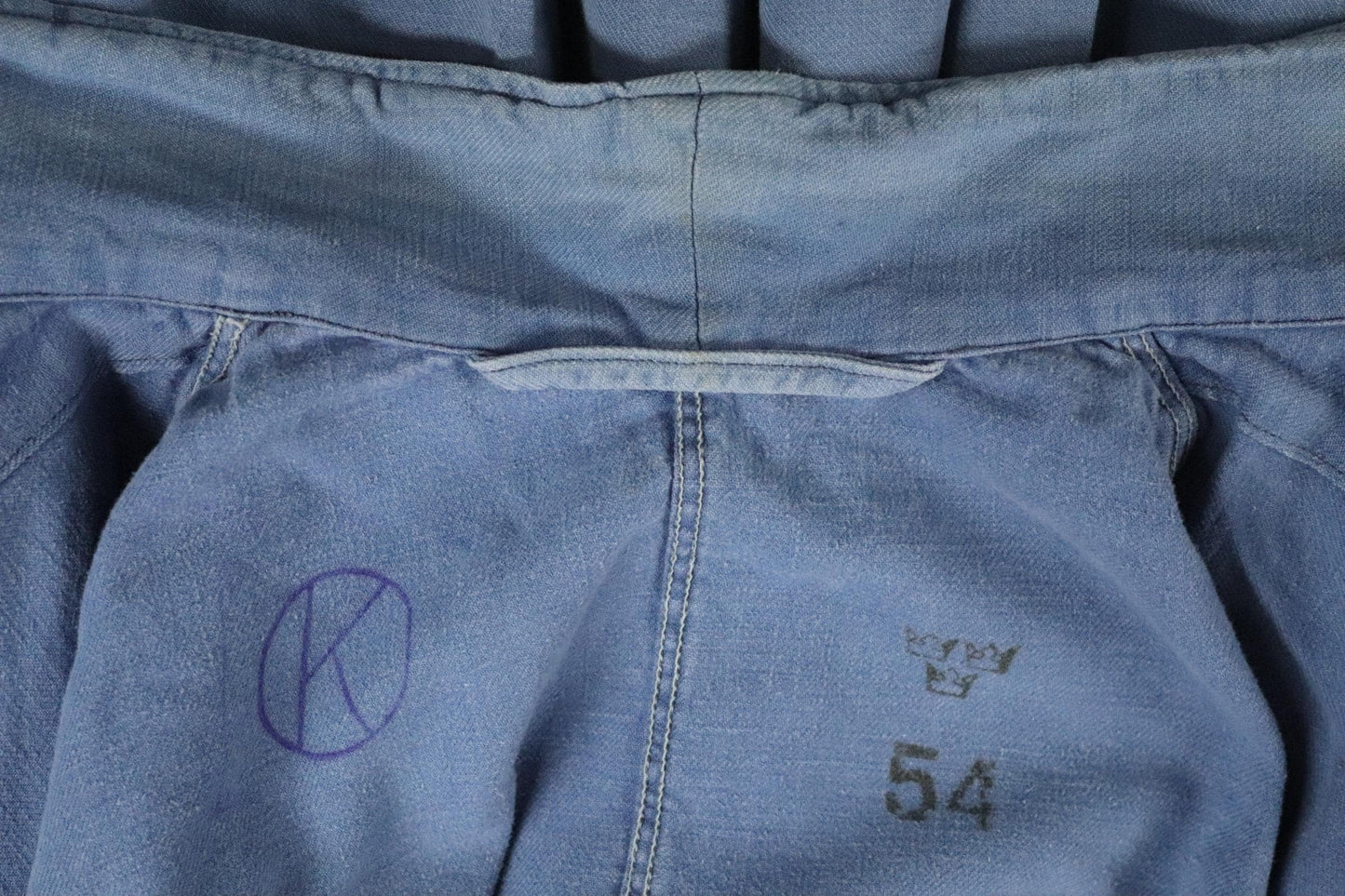 Vintage 1940s Swedish military workwear jacket - blue cotton twill - 1950s chore coat - 48” chest