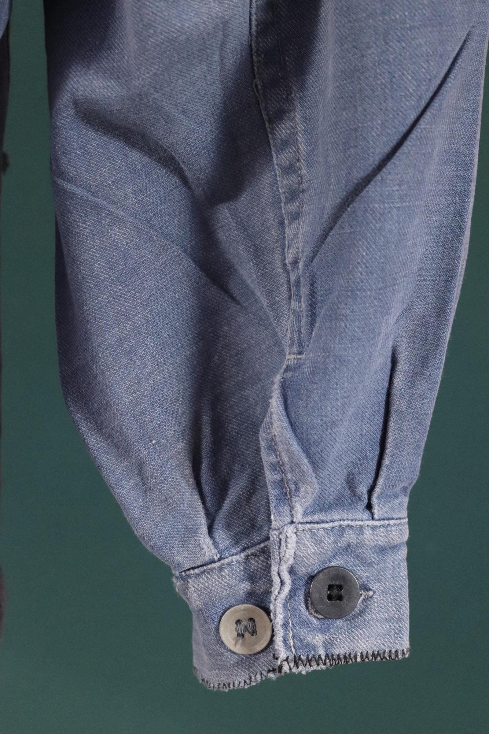 Vintage 1940s Swedish military workwear jacket - blue cotton twill - 1950s chore coat - 45” chest