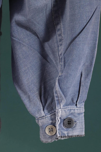 Vintage 1940s Swedish military workwear jacket - blue cotton twill - 1950s chore coat - 45” chest