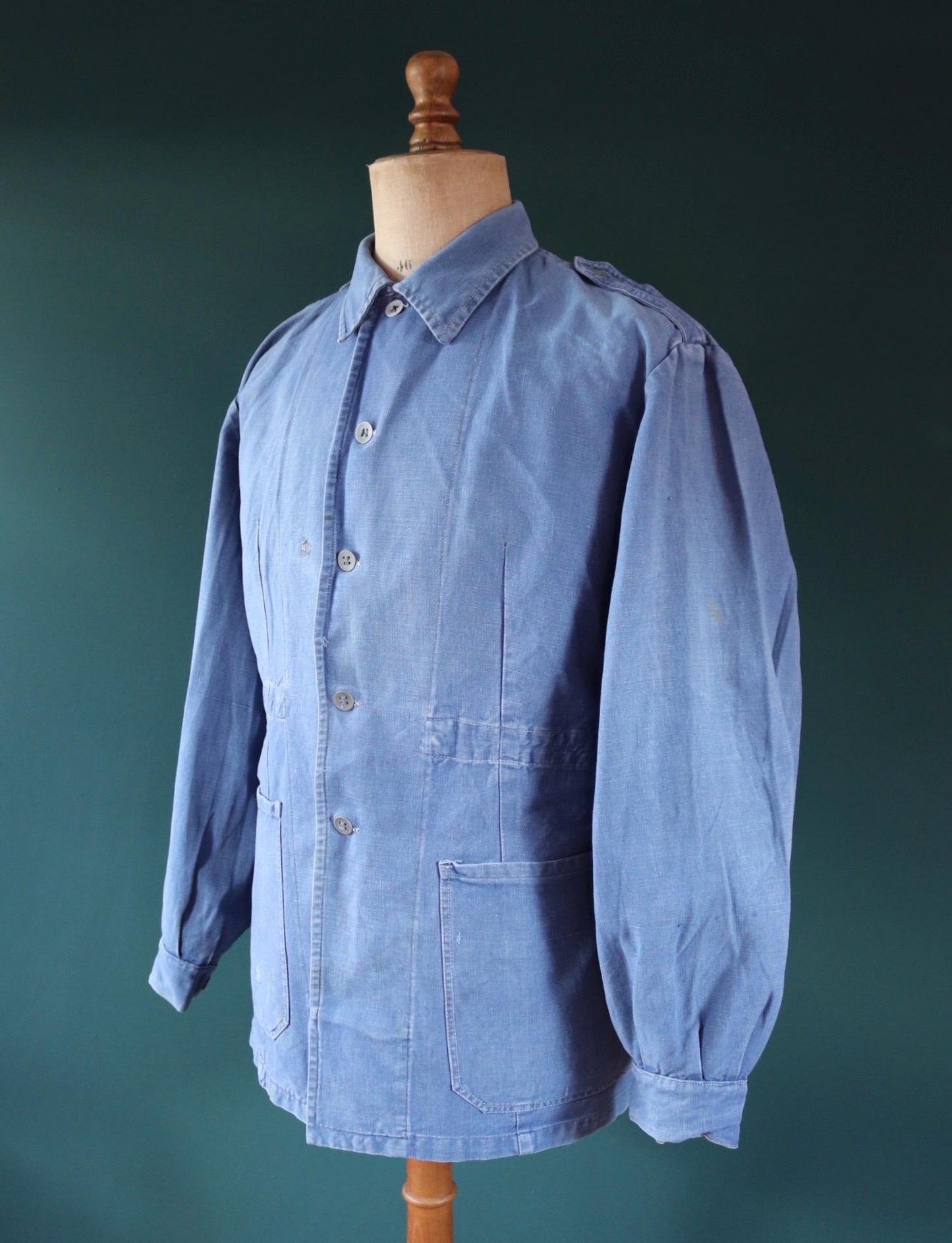 Vintage 1940s Swedish military workwear jacket - blue cotton twill - 1950s chore coat - 48” chest