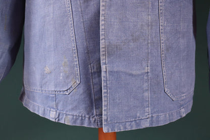 Vintage 1940s Swedish military workwear jacket - blue cotton twill - 1950s chore coat - 48” chest