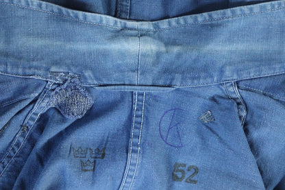 Vintage 1940s Swedish military workwear jacket - blue cotton twill - 1950s chore coat - 48” chest
