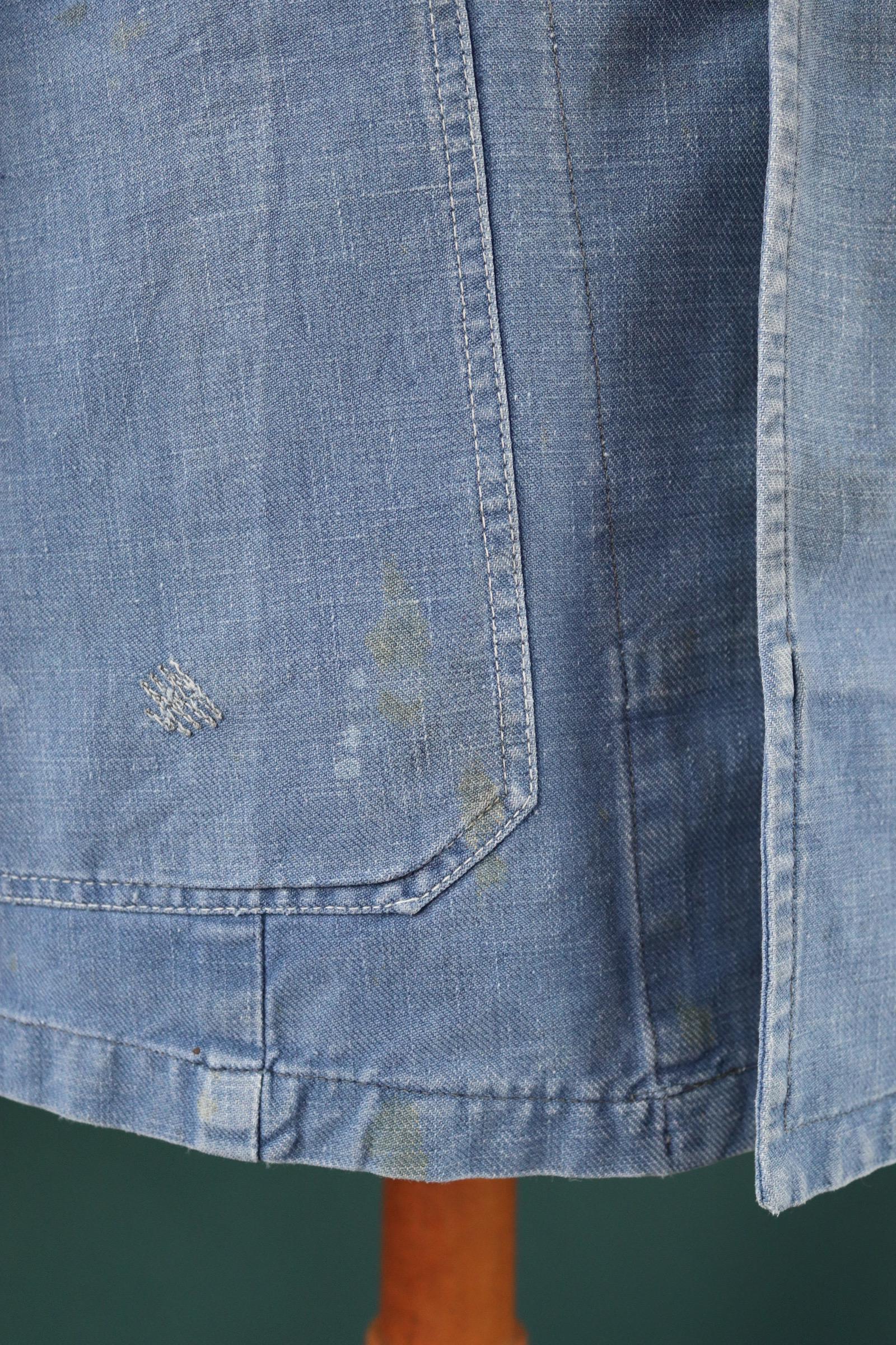 Vintage 1940s Swedish military workwear jacket - blue cotton twill - 1950s chore coat - 48” chest