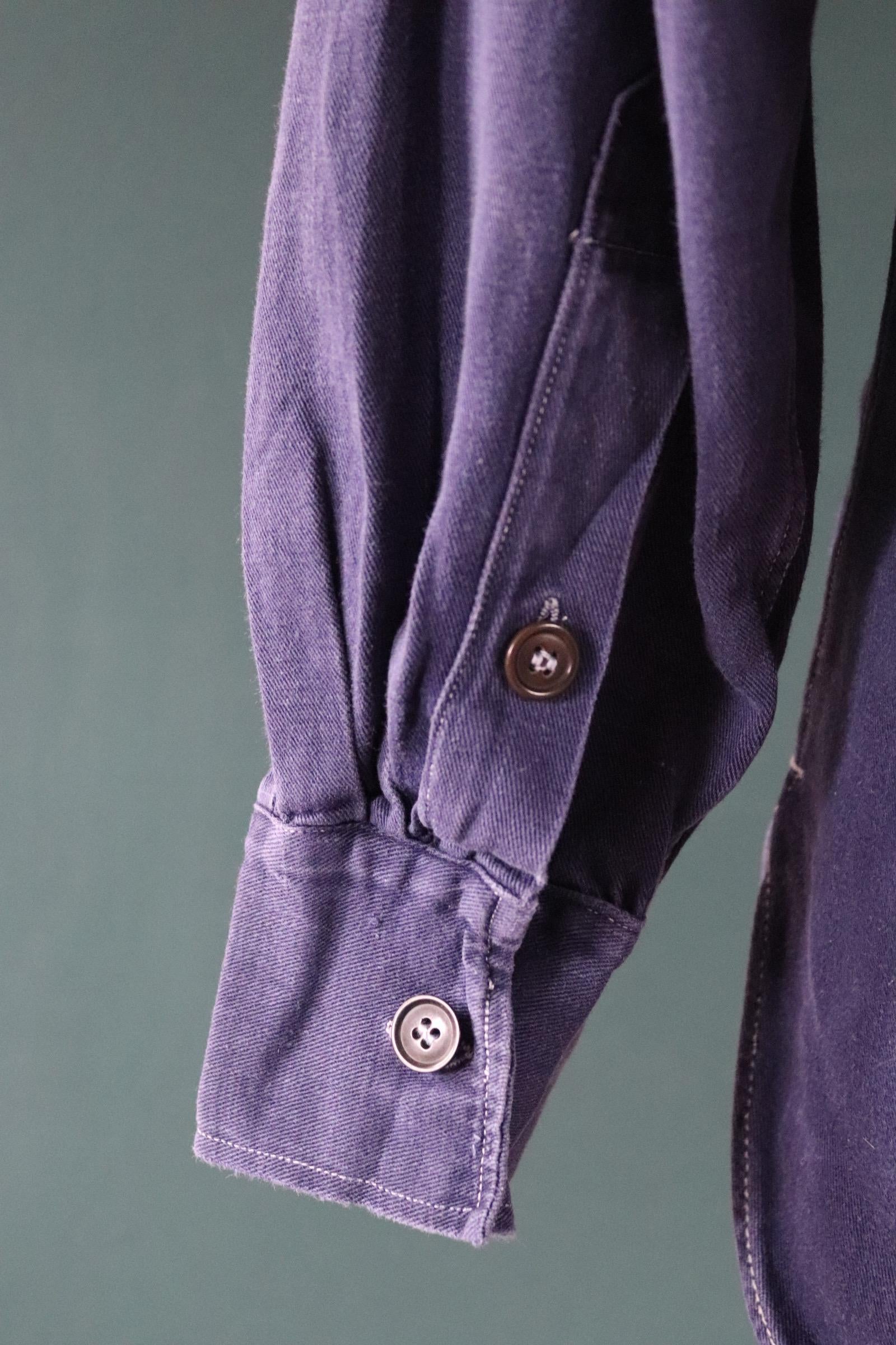 Vintage 1950s Swedish indigo cotton shirt - military workwear - 43” chest