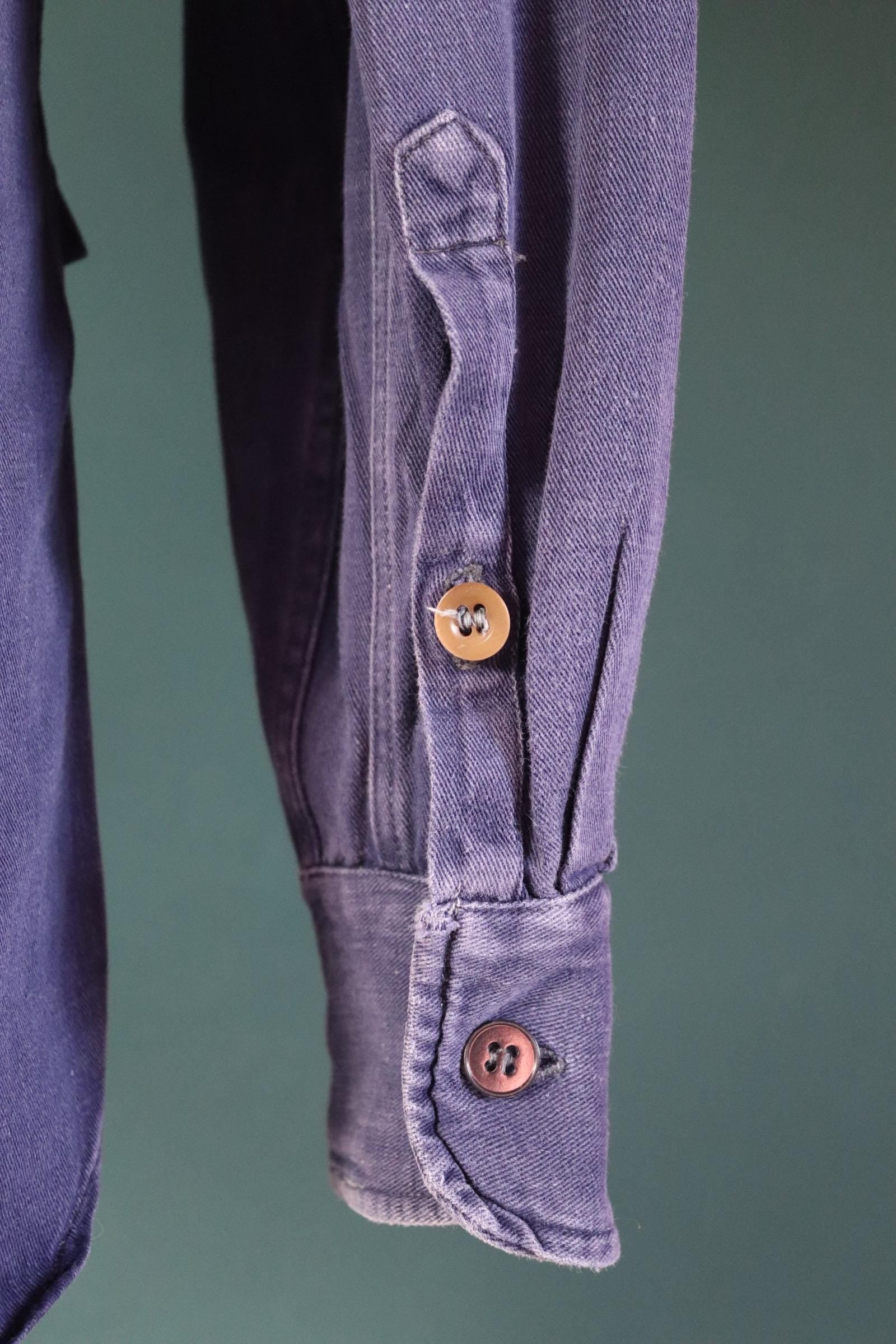 Vintage 1950s Swedish indigo cotton shirt - military workwear - 42” chest