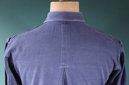 Vintage 1950s Swedish indigo cotton shirt - military workwear - 42” chest