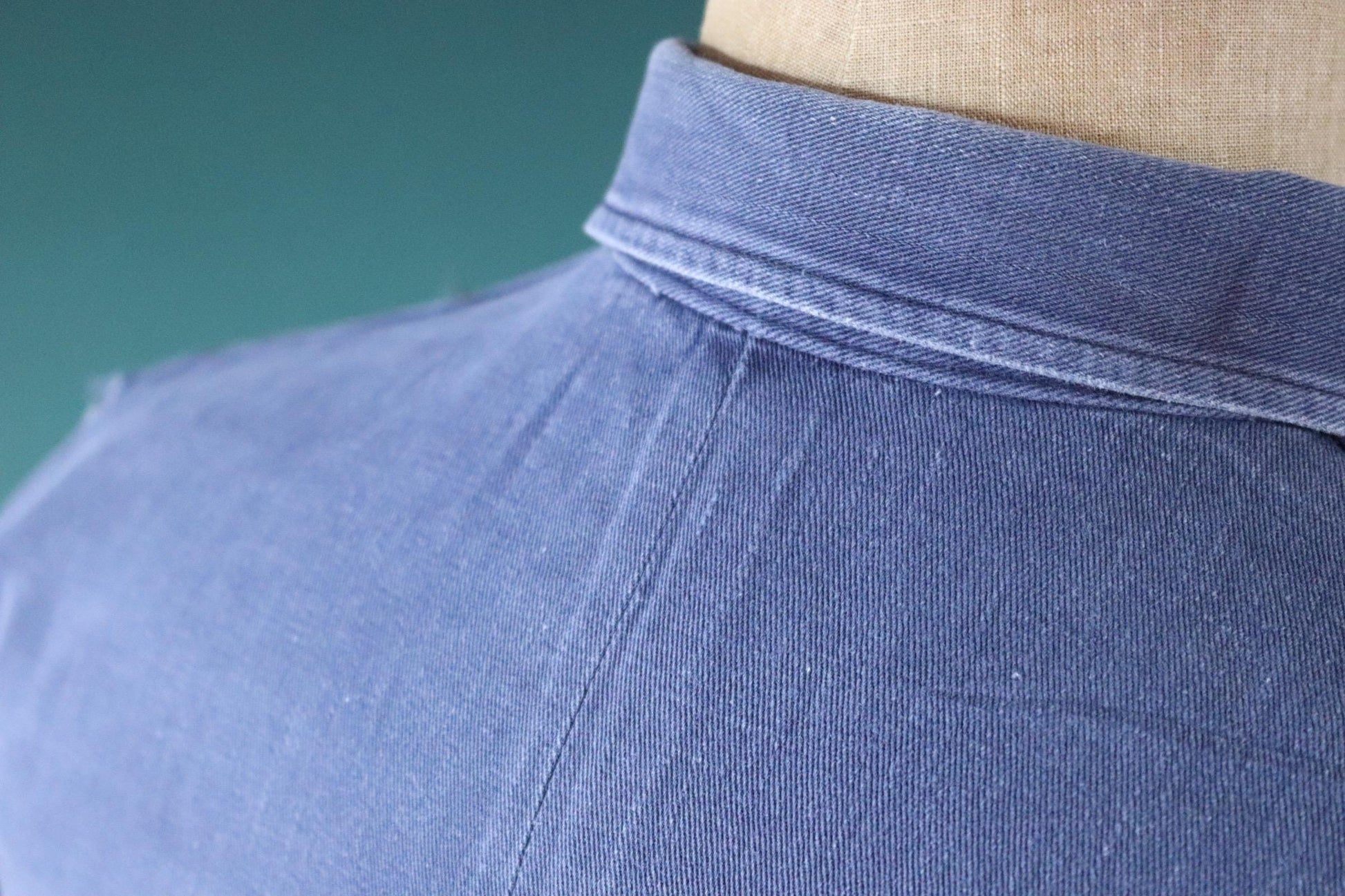 Vintage 1950s Swedish indigo cotton shirt - military workwear - 42” chest