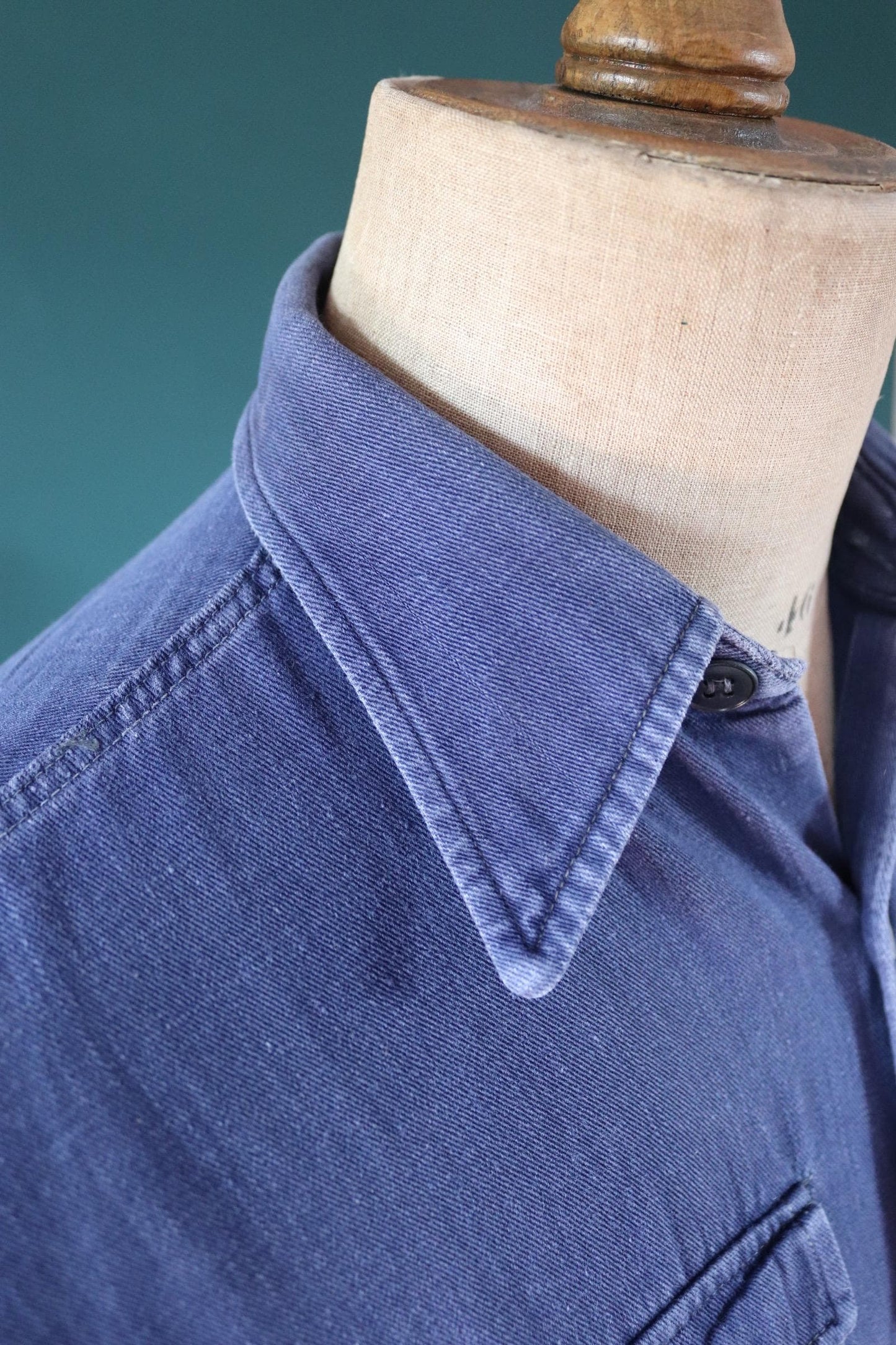 Vintage 1950s Swedish indigo cotton shirt - military workwear - 42” chest