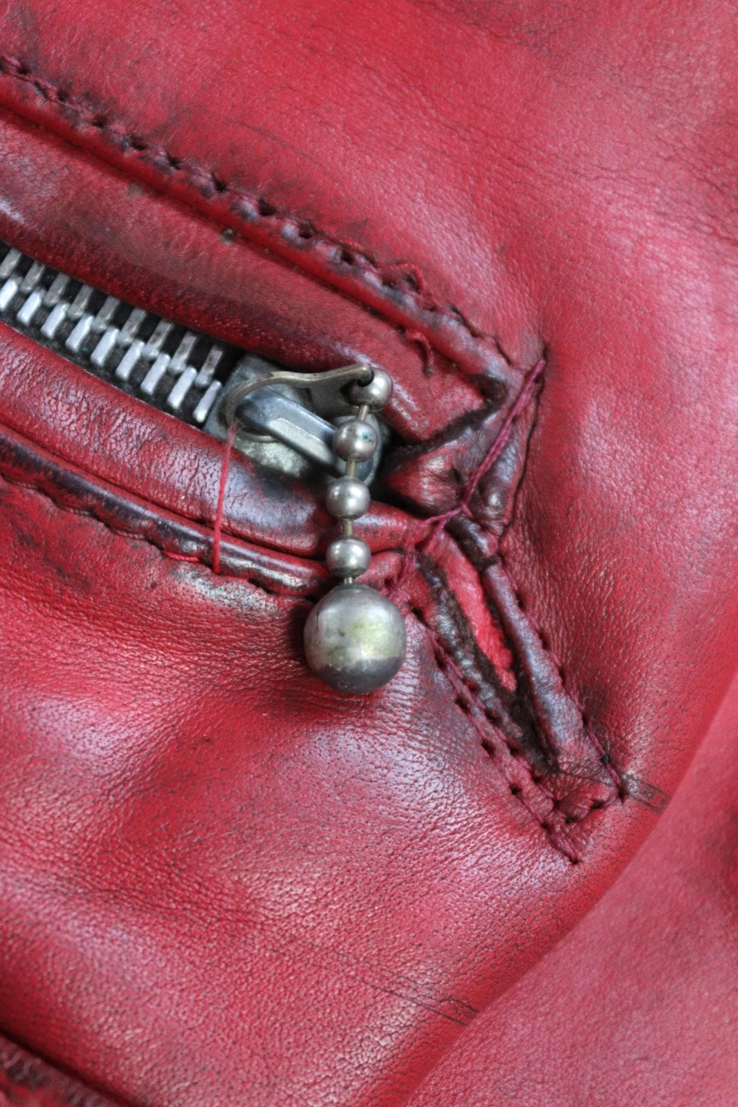 Vintage 1970s British red leather biker jacket - Highwayman - BSA motorcycle - 37” chest