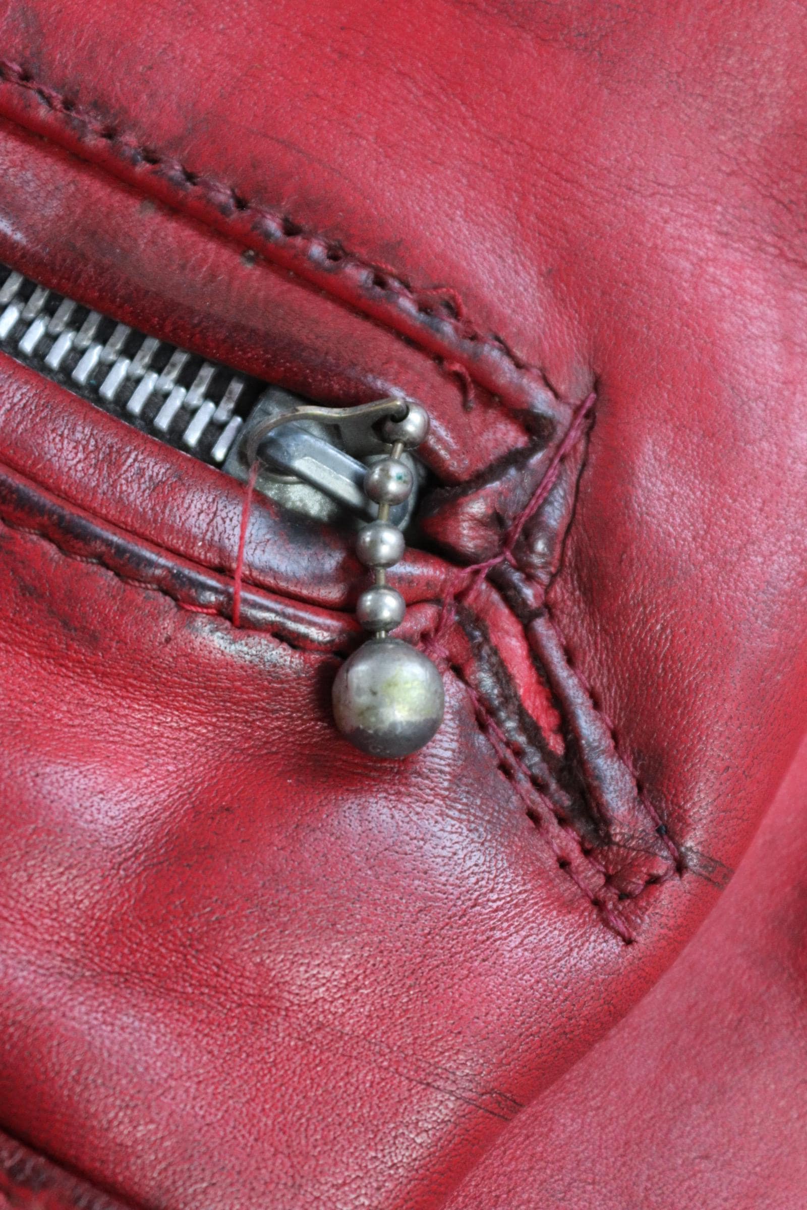 Vintage 1970s British red leather biker jacket - Highwayman - BSA motorcycle - 37” chest